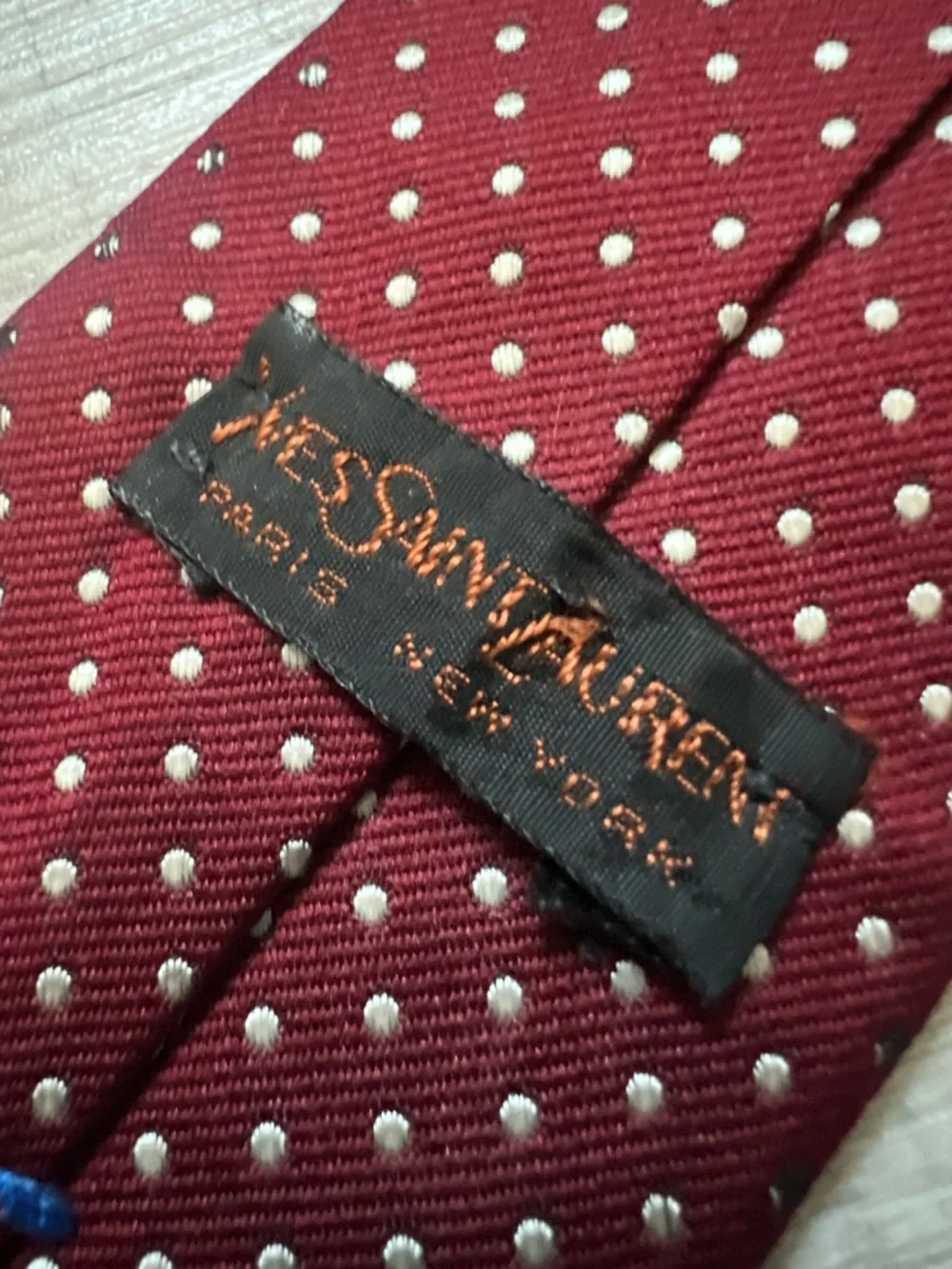 VINTAGE YSL SAINT LAURENT Men's Burgundy Polka Dot Tie - Classic Dress Tie